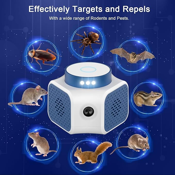Mouse Repellent Ultrasonic Plug in 4-Modes Rat Repellent Indoor Rodent Rat Repellent for House Ultrasonic Rodent Mice Repellent Squirrel Pest Repeller for Attic Home Basement Garage Rvs
