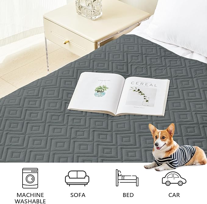 hyha Waterproof Dog Blanket, Soft Dog Bed Cover Pet Blankets, Waterproof Sofa Couch Cover for Dogs Washable, Reversible Pet Couch Covers for Sofa Furniture (30x70 Inch, Dark Grey/Dark Grey)