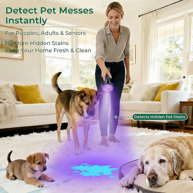 ESCO LITE UV Flashlight Black Light, 100 LED 395 nM Ultraviolet Flashlights UV Blacklight Detector for Dog Urine, Pet Stains and Bed Bug
