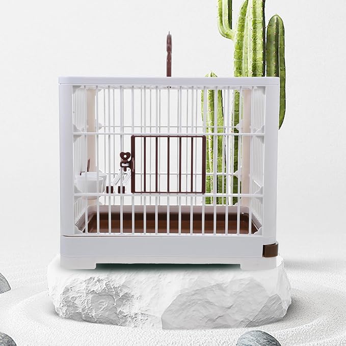 Foldable Parrot Travel Cage Portable Bird Carrier with Perch Stand Large Mocha Brown Birdcage for Outdoor Use Suitable for Parakeets, Pigeons, and Big Birds