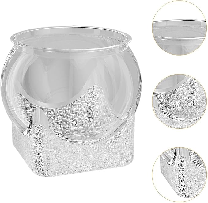 Fish Tank Fish Bowl Aquarium Bowl Multifunctional Accessories,Clear for Home Decor Tabletop Ornament Turtle Viewing Tank, L