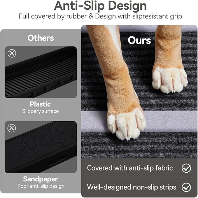 Dog Ramp for Bed, 39.4"L 16.9'' Extra Wide Wooden Dog Ramp for Couch with 4 Adjustable Heights from 15"to 23", Non-Slip Walkway & Bottom, Foldable Pet Ramp for Sofa, Bed, Car, Supports Up to 200 Lbs