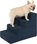 EHEYCIGA Dog Stairs for Bed 18" H, 4-Step Dog Steps for High Bed, Pet Steps for Small Dogs and Cats, Non-Slip Balanced Pet Ramp Indoor, Navy Blue