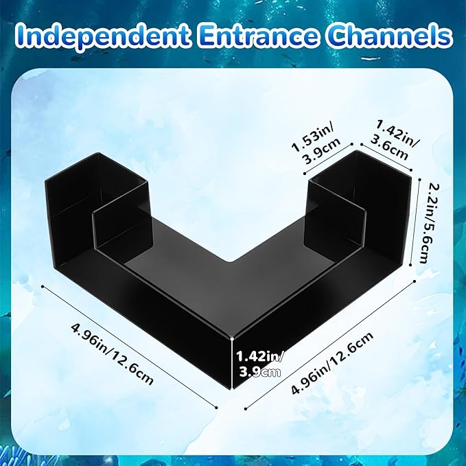 Dual-Entrance Aquarium Tunnel, Aquarium Cave Hideout 360° Viewing, Black Shrimp Cave Fish Tank Tunnels, Aquarium Underground Tunnel, Substrates Buried Tunnel for Fish Decoration