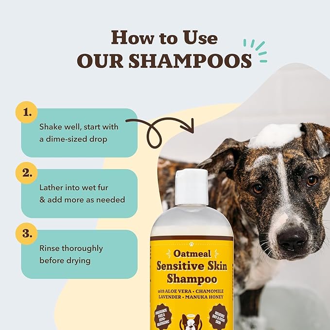 Natural Dog Company Oatmeal Shampoo for Dogs with Sensitive Skin, Ideal Anti Itch Dog Shampoo and Puppy Shampoo Oatmeal Itch Relief Dog Hypoallergenic Pet Shampoo, Deodorizing and Organic 12 oz