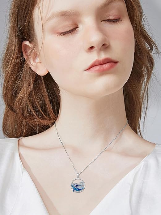 KZX Cat/Dog/Phoenix/Eagle/Whale/Shark/Puffin/Starfish/Chicken/Butterfly/Owl/Bee/Frog/Seahorse Necklace Sterling Silver Animal Pendant Jewelry Gift for Women