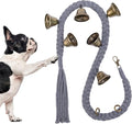 Dog Bell for Door Potty Training, Cotton Handwoven Dog Doorbell with 6 Extra Loud Bells for Dog Training, Adjustable Hanging Door Bell for Small Medium Large Dogs to Ring to Go Outside, Grey