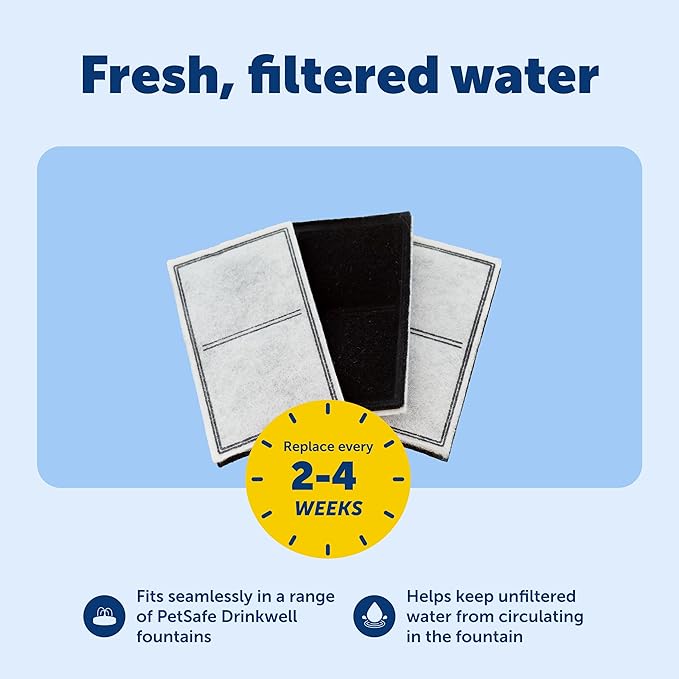 PetSafe Drinkwell Replacement Filter Pack for Outdoor Dog Water Fountain, 3 Carbon Filters & 1 Foam Filter