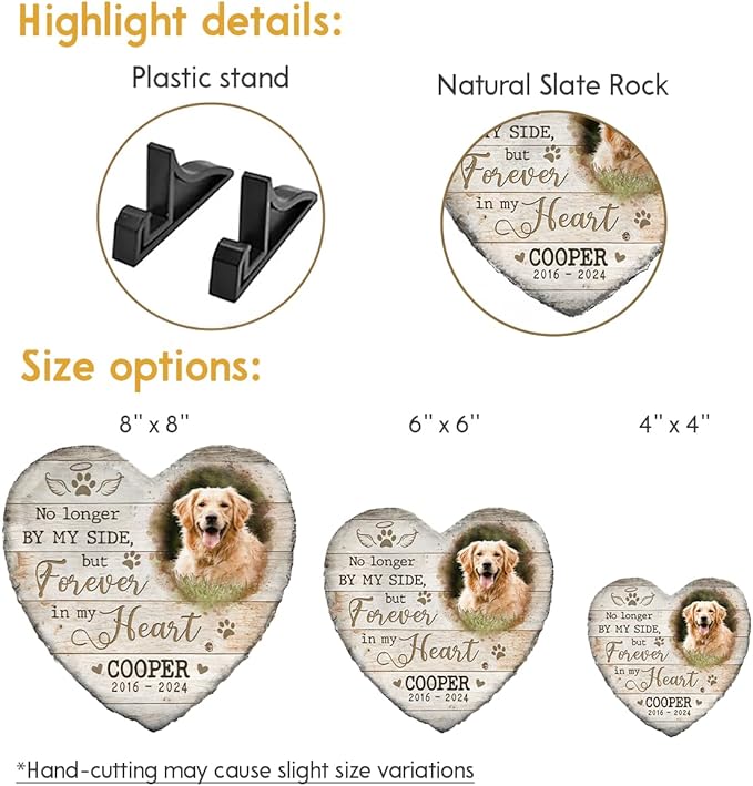 Personalized Pet Memorial Stones for Dogs - Heart Headstones Gifts for Dog Loss - Select Meaningful Quote - Sympathy Gifts to Honor Your Loved One