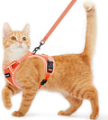 Cat Harness and Leash for Walking Escape Proof Soft Adjustable Cat Leash Breathable Comfortable Vest Easy to Wear Kitten Harness for Outdoor Travel Orange S