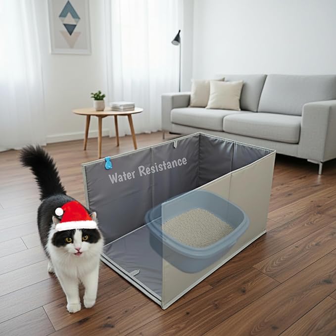 Cat Litter Box Enclosure, Keep All Mess in, Open Top High Side, Extra Large Water Resistance Splash Guard for Cat Litter Boxes