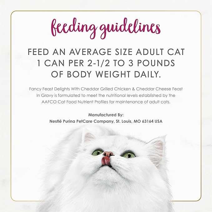 Purina Fancy Feast Delights With Cheddar Grilled Chicken and Cheddar Cheese Feast in Wet Cat Food Gravy Cat Food - (Pack of 24) 3 oz. Cans