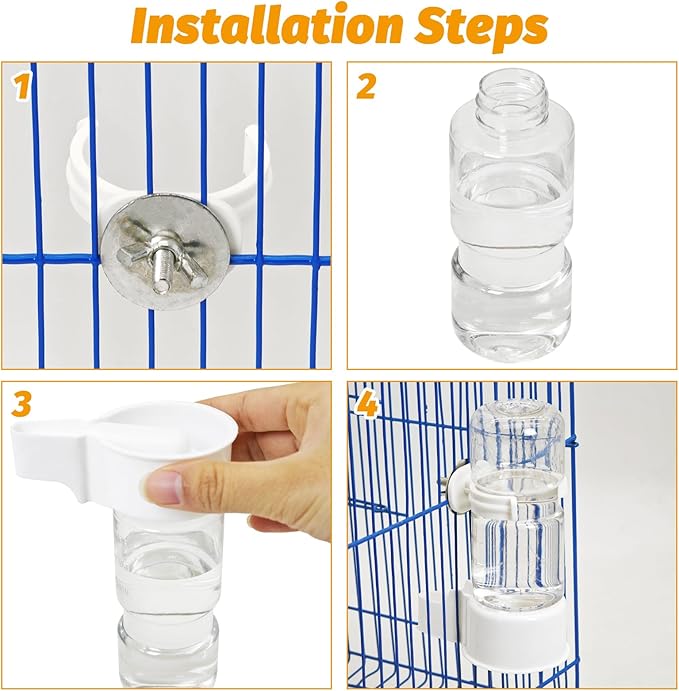 BNOSDM Automatic Bird Water Dispenser 2 Pcs No Mess Parrot Cage Water Feeder Drinker Suspended Bird Drinking Device Parakeet Cage Accessories for Budgies, Cockatiel, Conure, Canary, Finch (White)