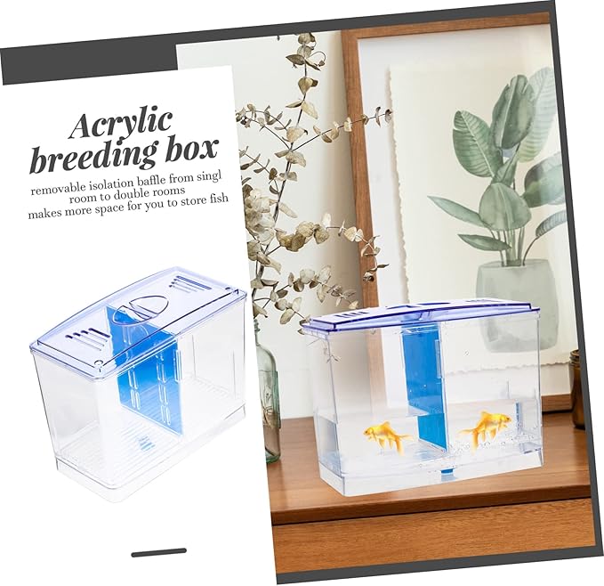 Healifty Miniature Acrylic Fish Breeding Box with Double Isolation Divider Transparent Fish Tank Hatchery Incubator for Betta and Small Aquarium Easy to Clean and Install Safe Water Quality