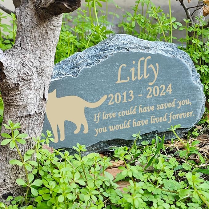 Personalized Cat Memorial Stones, Mountain Shape Garden Memorial Stone for Cat, Cat Headstone, Cat Tombstone, Pet Grave Marker for Cat, Pet Memorial Plaque Outdoor