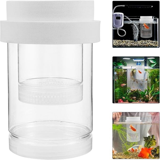 Beaupretty Aquarium Floating Fish Breeder Box Small Incubator with Coarse and Fine Mesh Nets White Set Isolation Hatchery for Guppy Betta Shrimp Fry Tank Separation