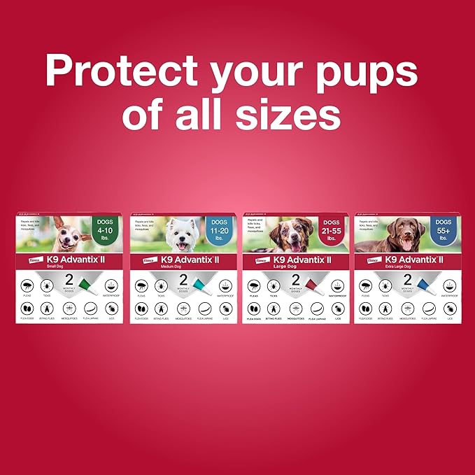 K9 Advantix II Small Dog Vet-Recommended Flea, Tick & Mosquito Treatment & Prevention | Dogs 4-10 lbs. | 4-Mo Supply