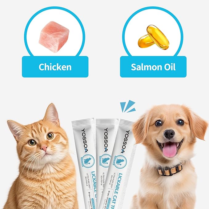 Lickable Cat Treat Snack Wet Lickable Stick Lickable Treats Dogs & Cats Omg3 Squeezable Creamy Purée Cat Snack Chicken Lickables Treat with Multivitamin pet Treats Healthy Grain-Free (20 Tubes)