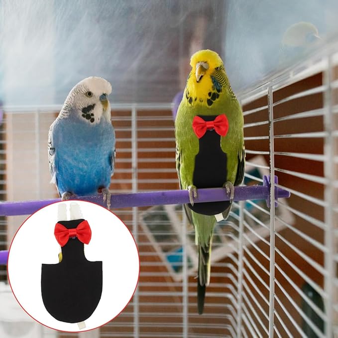 POPETPOP Flying Bird Diapers - Rubber Chew Stick & Cotton Suit for Cockatoo, Parrot & Other Flight Birds