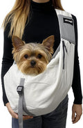 NATUYA Dog Sling Carrier for Small Dogs, Lightweight Cozy Puppy Carrier with Zip Pockets Adjust Strap, Size Adjustable, Double Safety, Hands-Free Travel Carrier for Pet Under 15lbs