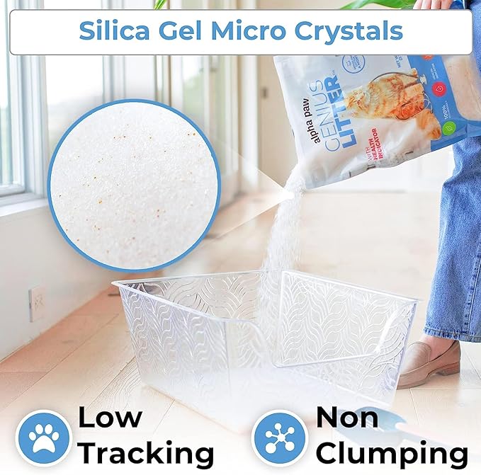 Genius Litter Health Monitoring Cat Litter, Featured on Shark Tank, Lightweight Crystal Silica Gel, Non Clumping, Dust Free, Low Tracking, Odor Control for Indoor Cats and Kittens, 3 Bag (18lb)