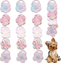20 Pcs Handmade Cute Puppy Hair Bows, Flower Bowknot with Rubber Bands for Small Dog Hair Ties Accessories Peach Pink