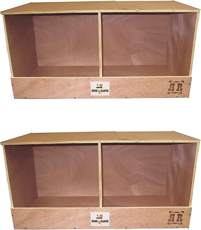 Rugged Ranch 2-Pack Duplex 24"x12"x12" Dual-Compartment Hen Nest Cubbies for 4 to 8 Hens - Wooden Chicken Coop Accessories for Interior Use, Furniture-Grade Wood, Easy Assembly