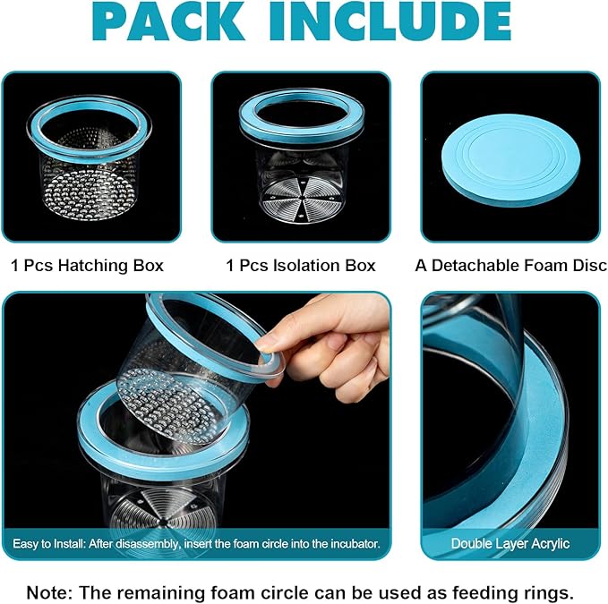 Floating Fish Breeding Box, Acrylic Fish Isolation Box for Aquarium Tank, Hatchery Incubator Breeder for Betta Shrimp Clownfish Guppy (Large)