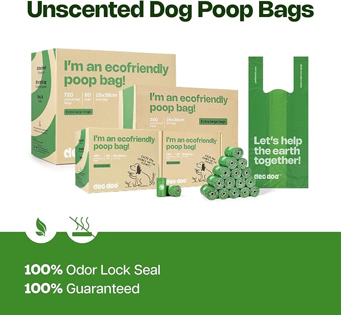 Dog Poop Bags with Handles Large Size 40 Rolls 480 Counts Big Sizes Leak Proof and Extra Thick Waste Bags Refill Rolls for Walking Medium Large Dogs Cats Litter Unscented