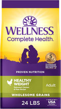 Wellness Complete Health Healthy Weight Adult Dry Dog Food, Wholesome Grain Kibble, Chicken and Peas Recipe, 24 lb Bag