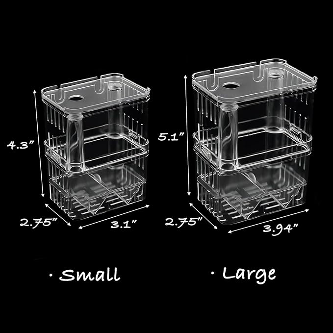 Petzilla in-Tank Aquarium Breeder Box for Fish Tank, Breeding Incubator for Small Fish Hatchery, Acrylic Divider for Shrimp Clownfish Aggressive Injured Fish (Large)