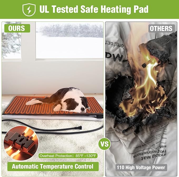 GUTINNEEN Extra Large Heated Dog House XXL Insulated Dog House Outdoor Weatherproof Dog Kennel with Safe Heated Pad, Chew-Proof Metal Frame and 6-Sided Thermal Liner for Medium to Large Dog Breeds
