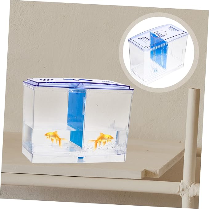 Healifty Miniature Acrylic Fish Breeding Box with Double Isolation Divider Transparent Fish Tank Hatchery Incubator for Betta and Small Aquarium Easy to Clean and Install Safe Water Quality
