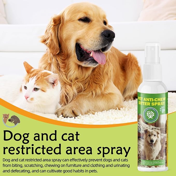 Bitter Apple Pet Bite Deterrent Spray, Effectively Prevents Chewing, Suitable for Both Cats and Dogs, Chew Deterrent Spray - 120ml/4.06 fl.oz
