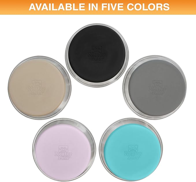 Neater Pet Brands Stainless Steel Dog Bowls with Non-Slip Rubber Bottom – Set of 2, 4 Cup (32 oz), Teal - Heavy Duty Metal Dog Bowl, Dishwasher Safe, Food or Water Bowl, Ideal for Medium Dogs