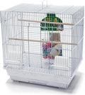 Penn-Plax Bird-Life Bird Cage Starter Kit with Accessories - White Square-Style Cage - for Parakeets, Lovebirds, Parrotlets, and Finches - Small (BCK2)