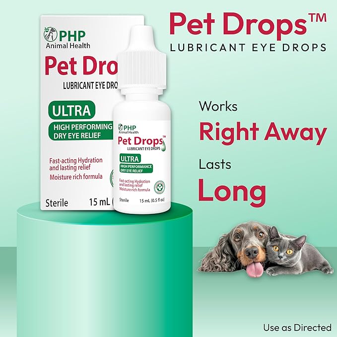 Ultra Lubricant Pet Drops 15 ml - Eye Drops for Cats and Dogs - Moisture Rich Formula, Fast Acting Hydration Dogs Eye Drop for Dry Eyes, Artificial Tears for Extra Dry Eye (U.S Made)