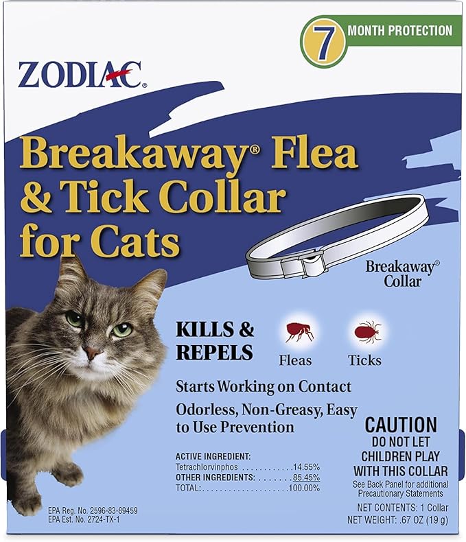 (3 Pack) Zodiac Breakaway Flea and Tick Collar for Cats, 13"
