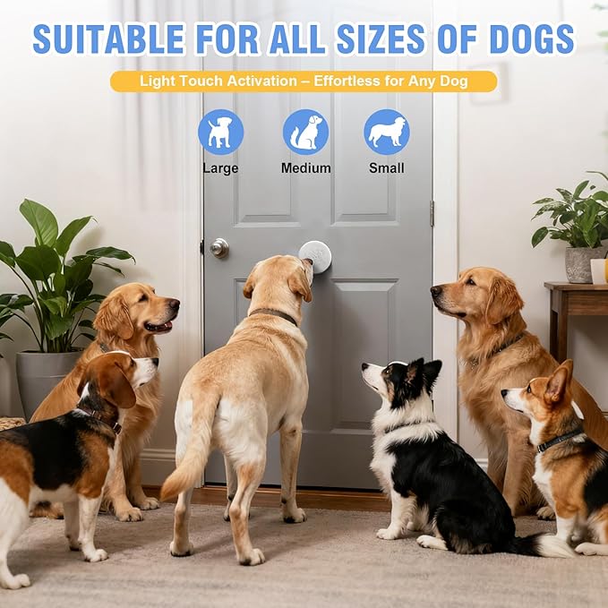 ChunHee WiFi Smart Dog Door Bell for Potty Training to Go Outside–Wireless Doggy Doorbell with Tuya Phone Notification–Waterproof Touch Button and Adjustable Volume, Multi-User Alerts(1 Dog Buttons)