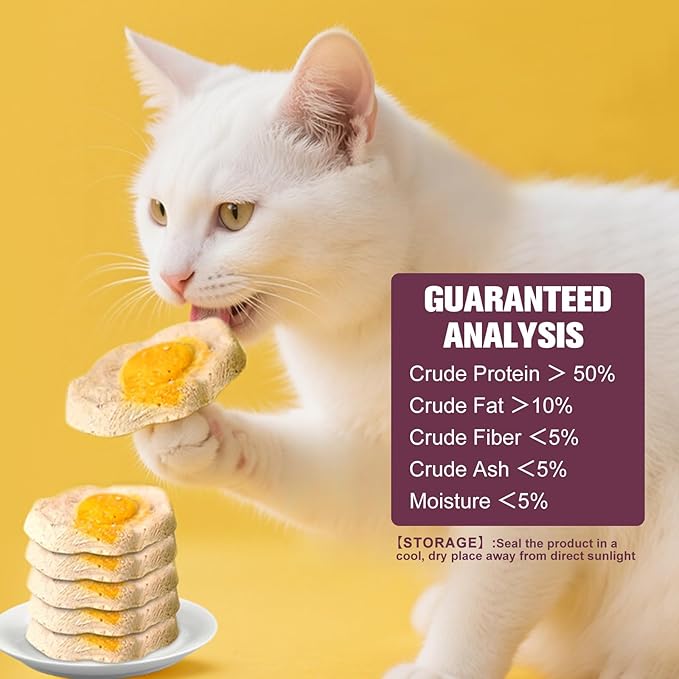 Freeze-Dried Chicken & Egg Cat and Dog Snacks - No Additives, Naturally Gentle, Suitable for Training Kittens and Puppies, Supports Coat and Digestive Health, 3.53oz/1PC