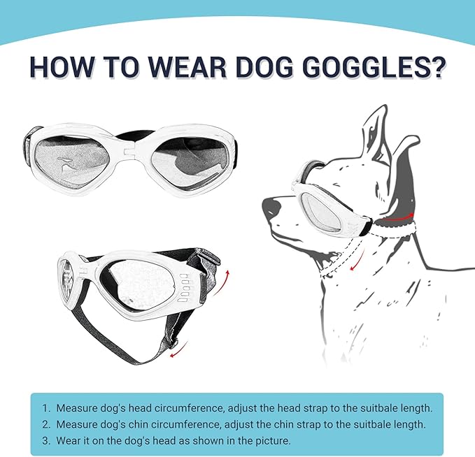 Petleso Dog Goggles Medium Breed, Dog Sunglasses for Medium Dogs Eye Protection Windproof, Black