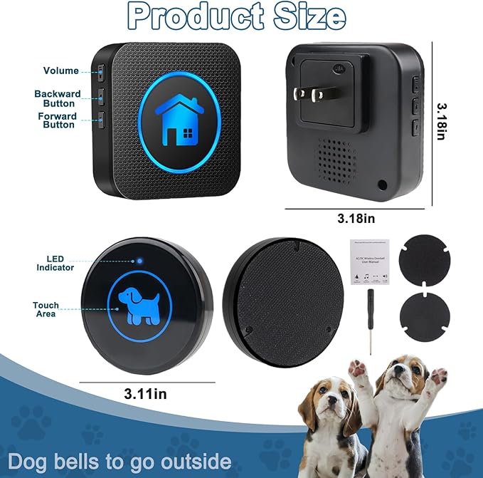 High Sensitivity Dog Door Bell 2026 Version, Dog Doorbells for Potty Training – Dog Bells to Go Outside, 1000Feet Range, Waterproof Button, 55 Melodies & 5 Notification Modes (1 Button)