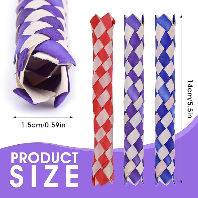 24 Pieces Chinese Finger Trap Pet Bird Chew Toy Classic Bamboo Finger Trap Birds Foraging Toy Adult Birthday Party Favors Goodie Bag Stuffers