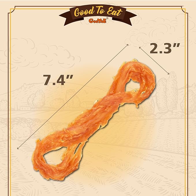 Gootoe Turkey Tendons for Dogs –All-Natural, Hypoallergenic Dog Treats, Rawhide Alternative, Long Lasting Puppy Chews, Healthy Dog Treats for Large Breeds, Rope (L), 2 Count Pack
