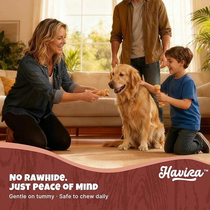 Havira Rawhide Free Dog Chew Bone, 7 Count Classic Peanut Flavor, 6–7 Inch Long Easy-to-Digest Chews for Daily Rewards, Training or Calm Chewing, Safe Rawhide Alternative Dogs Love