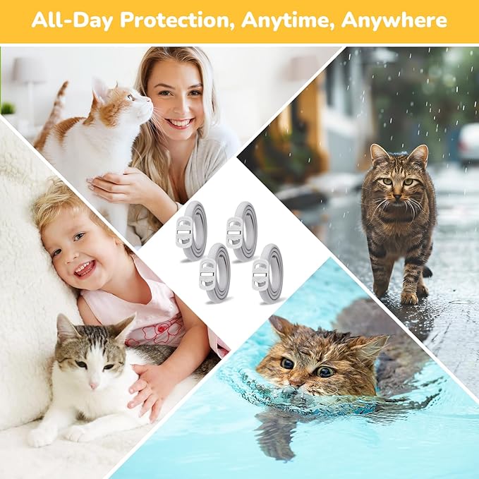 4 Pack Natural Flea Collar for Cats – 8 Months Long-Lasting Protection, Waterproof Cat Flea Collar, Adjustable Cat Flea and Tick for Kittens & Adult Cats