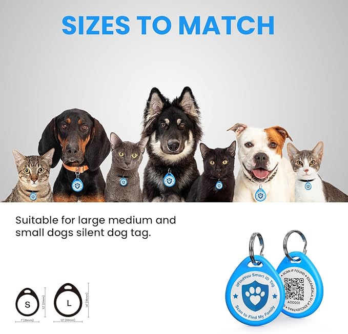 Cat Tags Personalized Small, QR Code Cat Name Tags for Kitten Collar, Scan Location Alerts, Blue S