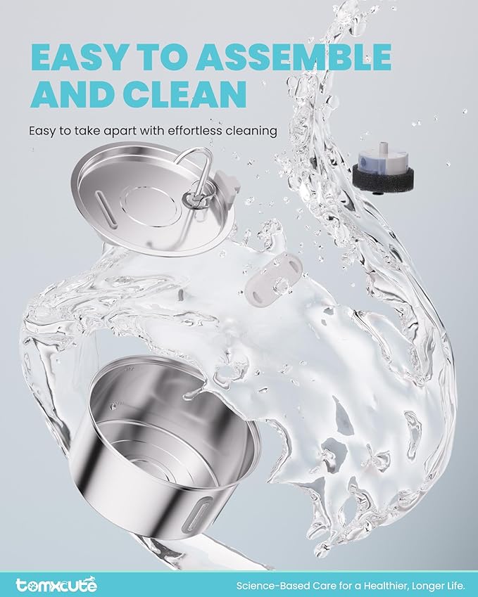 Cat Water Fountain Stainless Steel - 108oz/3.2L Large Capacity Cat Fountain for Drinking, Ultra Quiet Metal Pet Water Fountain for Cats, Small Dogs, Multiple Pets