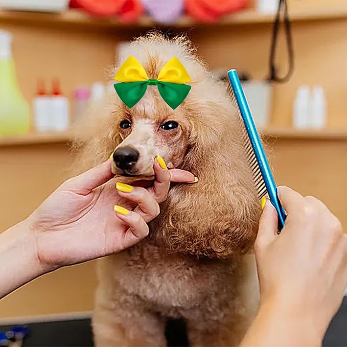 24PCS Big Dog Hair Bows with Rubber Band for Large Dog Long Hair Girl Boy Male Female Bowknot Grooming Accessories