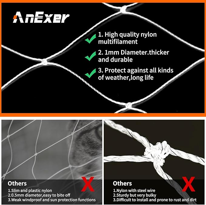 Cat Balcony Rail Net, 10 x 26 ft Cat Anti-Fall Netting Pet Balcony Mesh Fence Net Dog Fence Nets Black Nylon Pets Anti-Fall Mesh Fence
